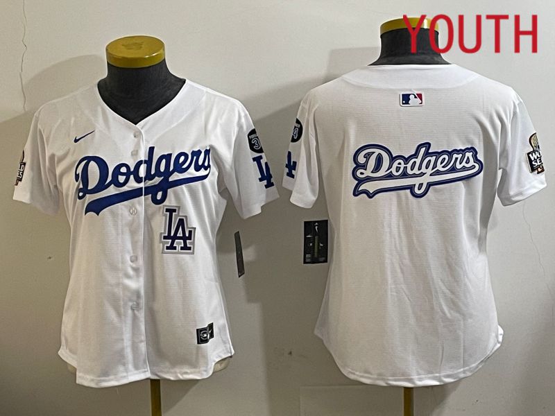Youth Los Angeles Dodgers Blank White Game 2024 Nike MLB Jersey style 112125->youth mlb jersey->Youth Jersey